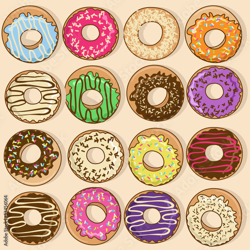 Icons of colorful donuts