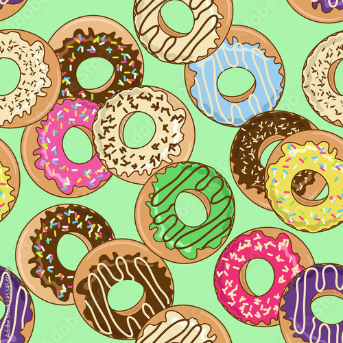Seamless pattern of donuts