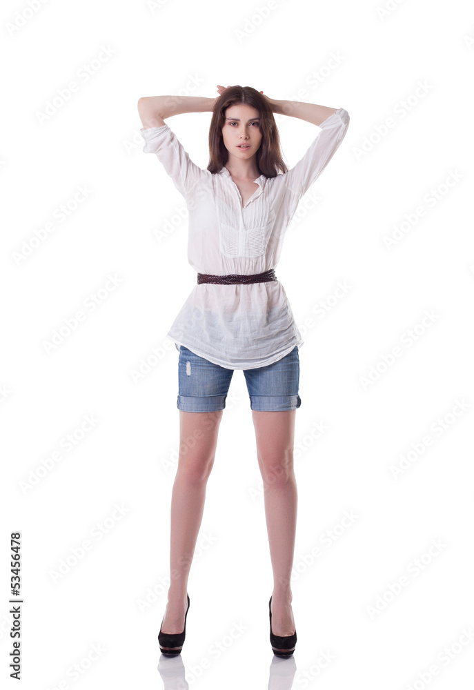 Image of tall brunette posing in casual clothes Image of tall brunette posing in casual clothes