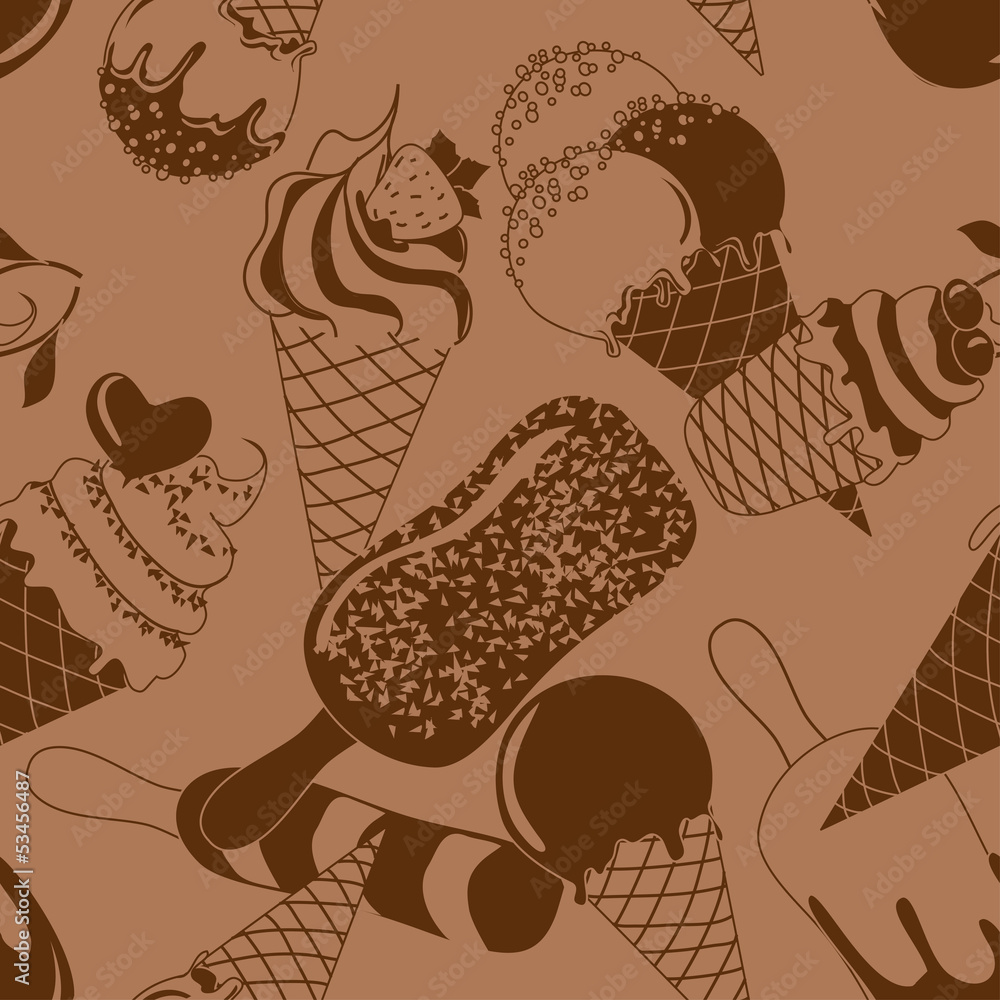 Seamless pattern of ice cream