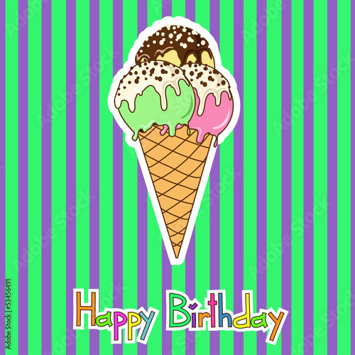 Card for birthday with ice cream