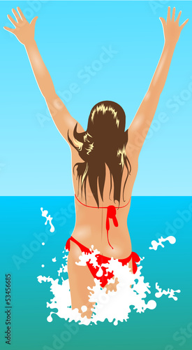 Woman in red bikini