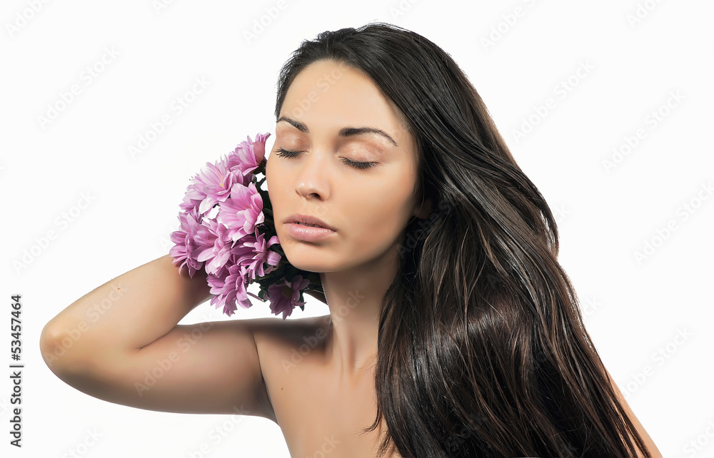 Portrait of young woman with flower Portrait of young woman with flower