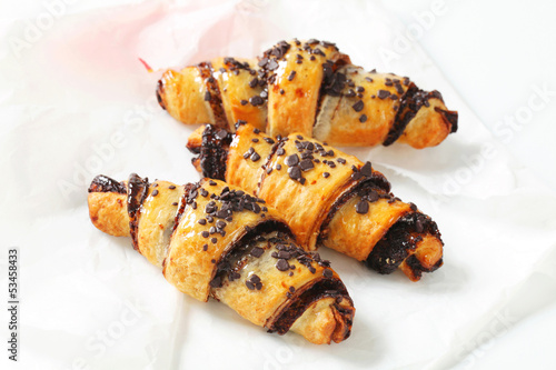 Chocolate chip croissants photo