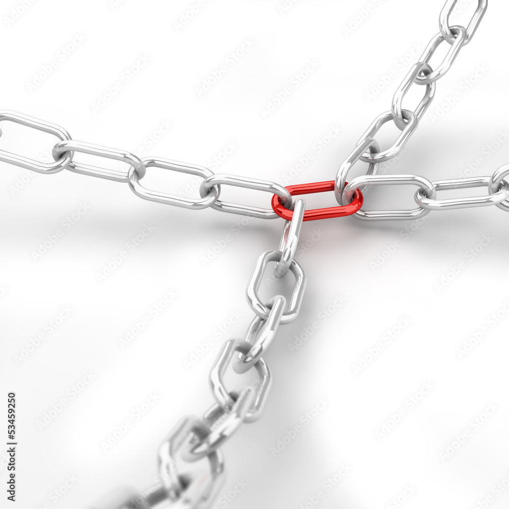 Obraz premium Chain with red joining link