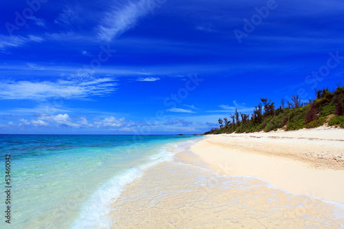 南国沖縄 白い砂浜と夏空