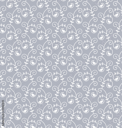 Seamless pattern with delicate swirls of branches.