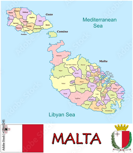 Malta Europa Africa national emblem map symbol motto