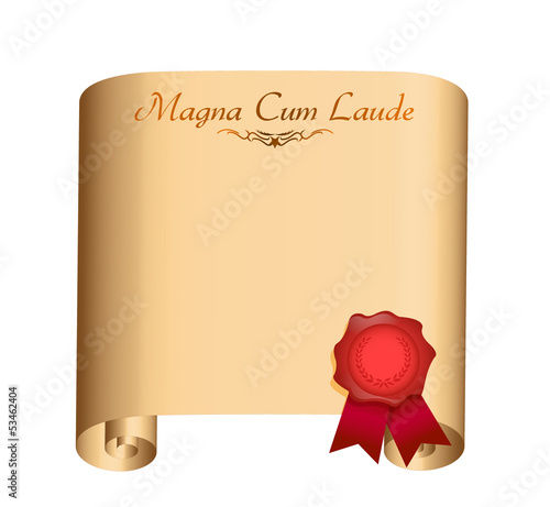 magna Cum Laude College graduation Diploma photo