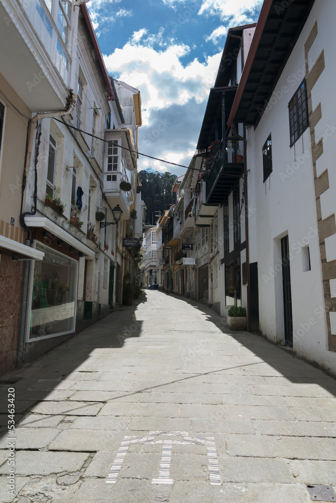 Narrow street of Pontedeume, Galicia, Spain