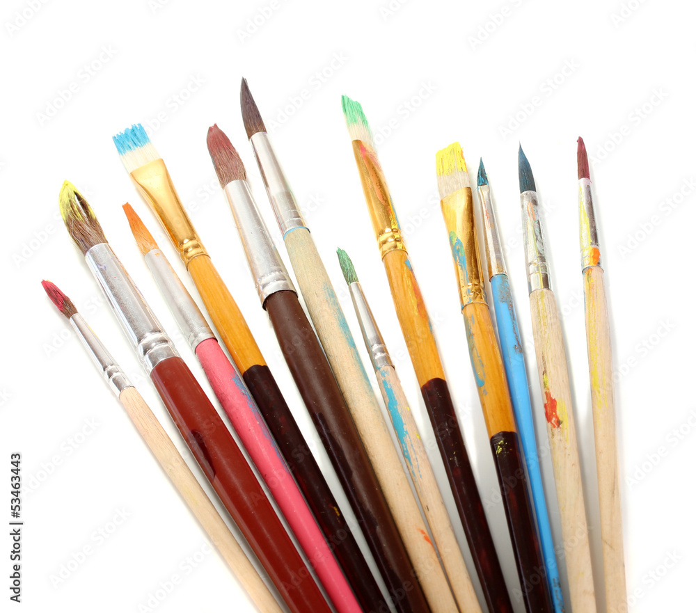 Many brush in paint isolated on white Many brush in paint isolated on white