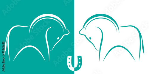 Vector image of an horse on white background