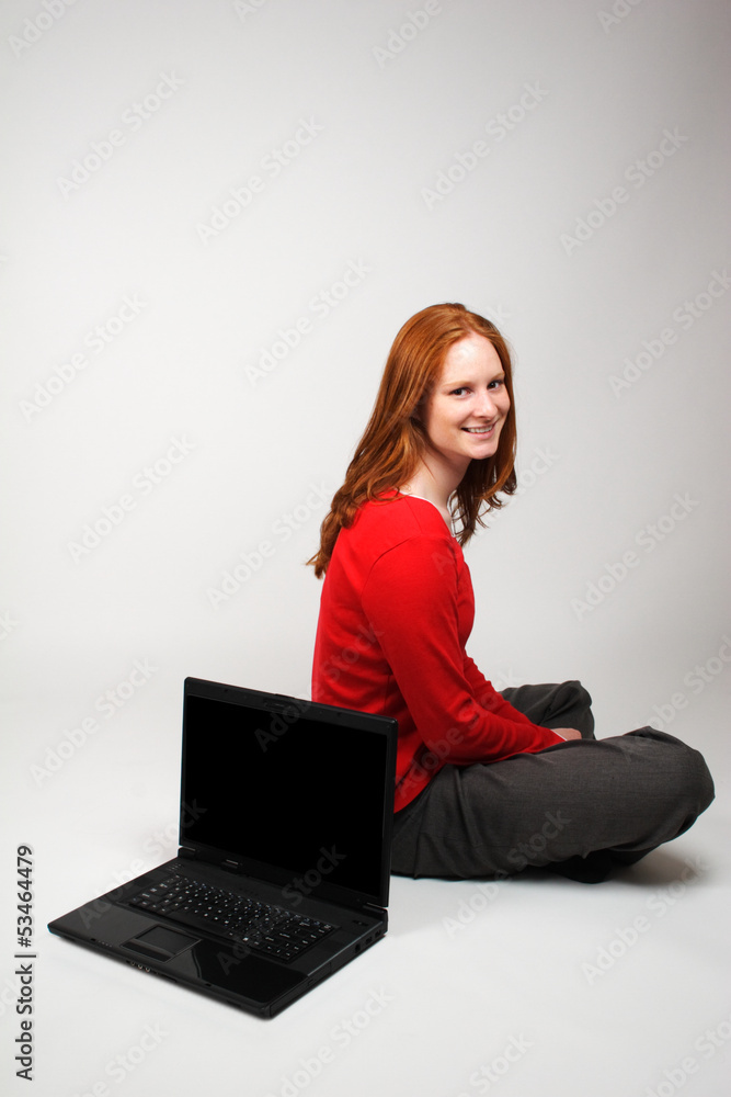 Casual Girl with Computer Casual Girl with Computer
