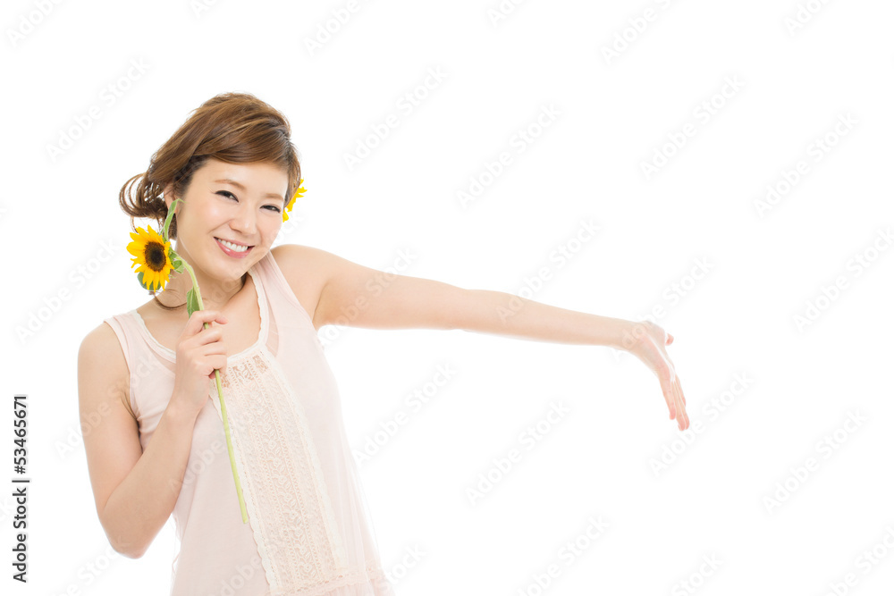 Beautiful asian woman with sumflower Beautiful asian woman with sumflower