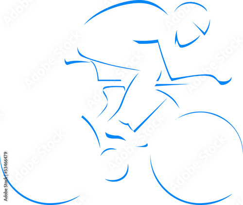 Blue silhouette cyclist