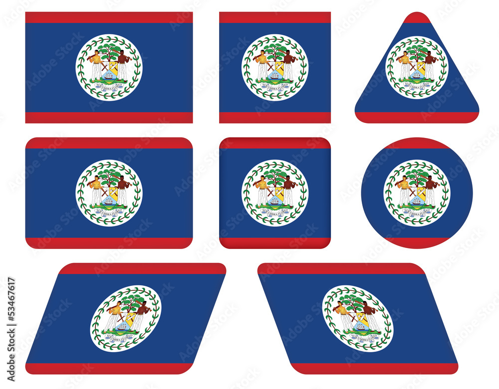 set of buttons with flag of Belize