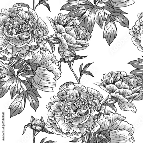 Fototapeta Naklejka Na Ścianę i Meble -  Monochrome seamless pattern