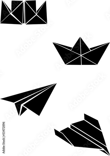 Origami paper boats and planes