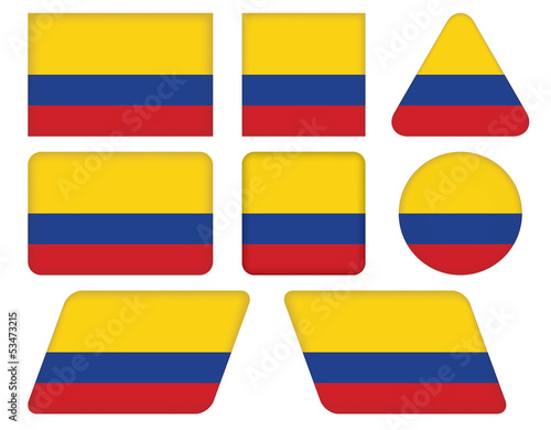 set of buttons with flag of Colombia