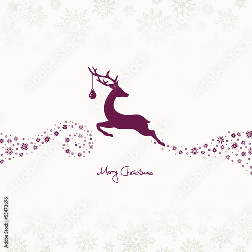 Jumping Reindeer, Christmas Ball & Stars Beige/Purple