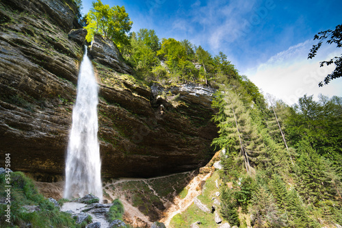 Pericnik waterfall in Julian Alps in Slovenia
