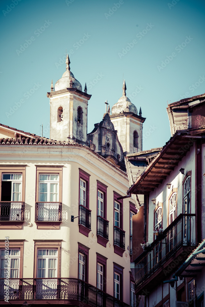 View of  city  Ouro Preto in Minas Gerais Brazil