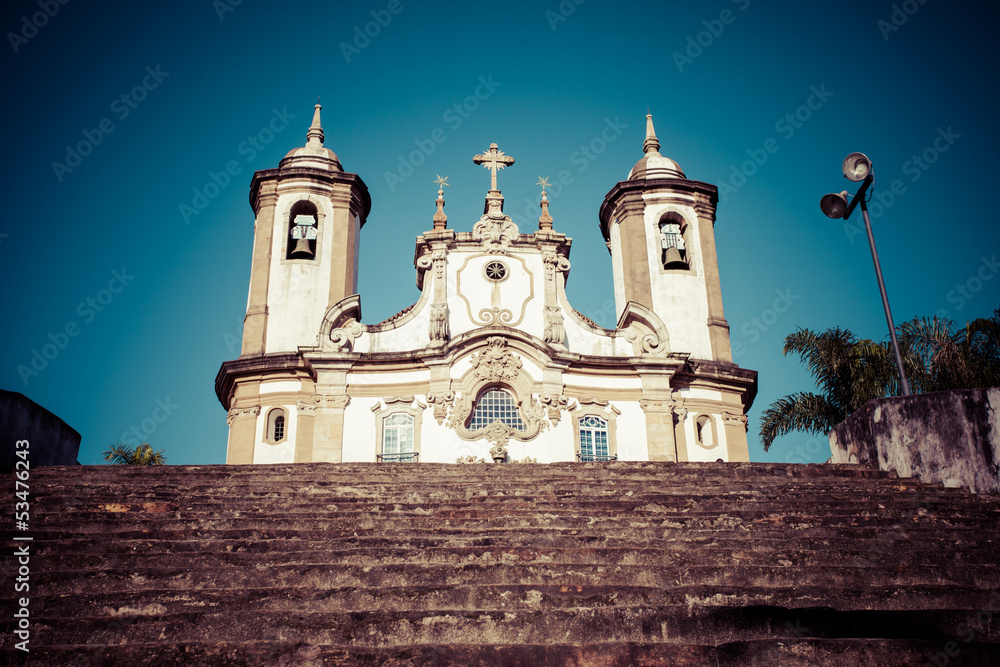 view of the igreja de nossa senhora do carmo,ouro preto,brazil