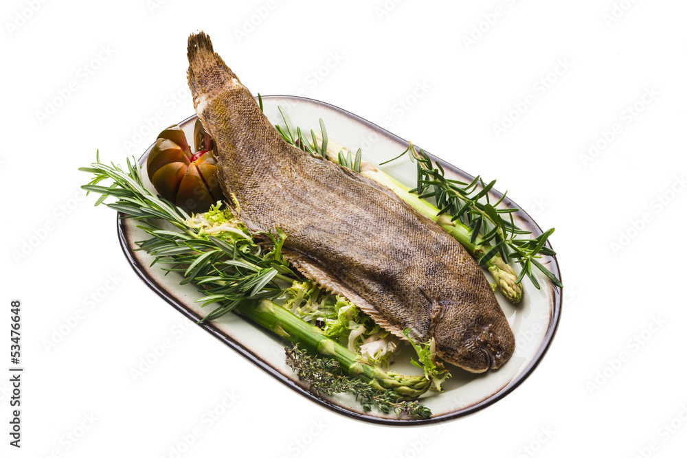 Fish Dover sole roasted