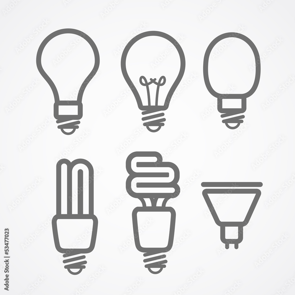 Light lamps icon collection Light lamps icon collection