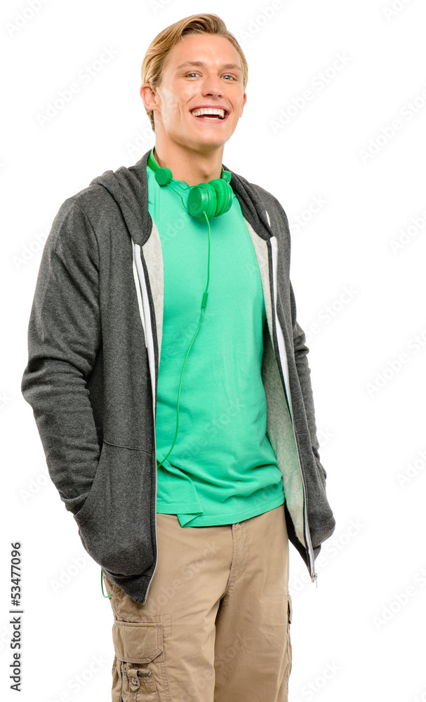 Fototapeta premium Handsome young man smiling isolated on white background