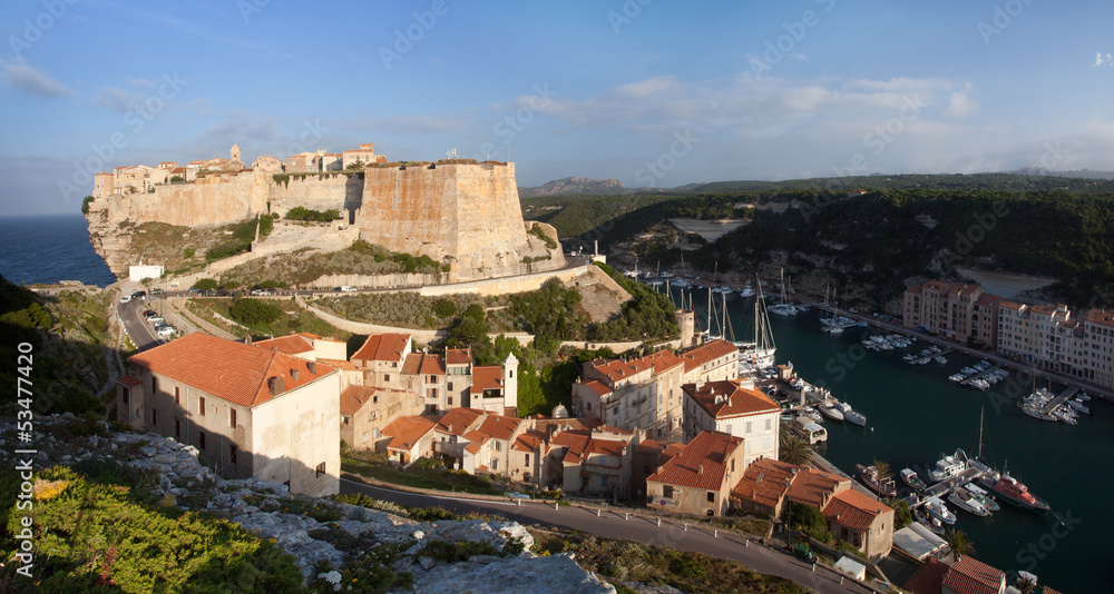 Bonifacio and marina, Corsica, France