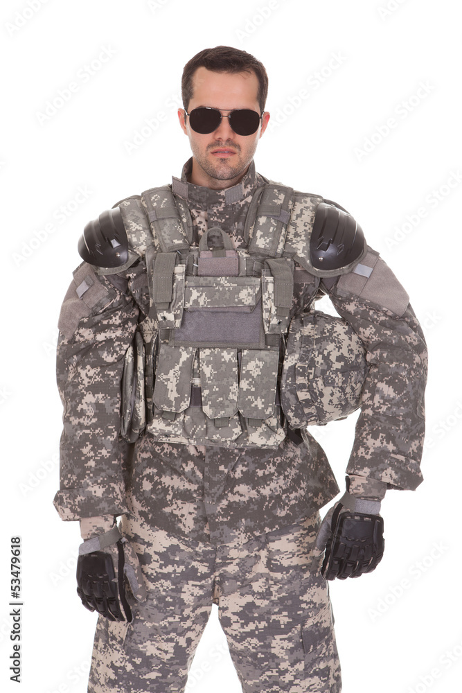Portrait Of Soldier With Rifle Portrait Of Soldier With Rifle