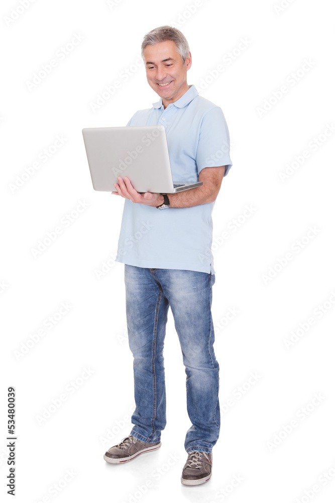 Man Working On Laptop