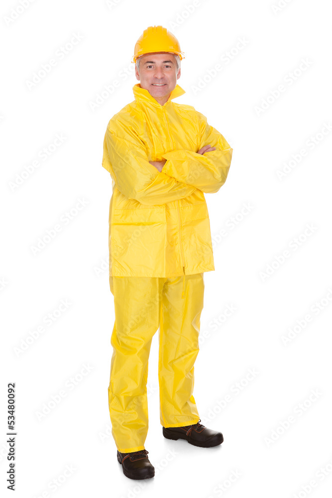 Mature Man Wearing Raincoat Mature Man Wearing Raincoat
