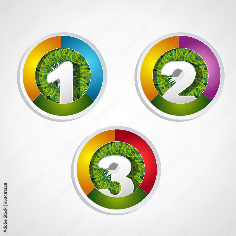 1 2 3 steps button with grass element 1 2 3 steps button with grass element