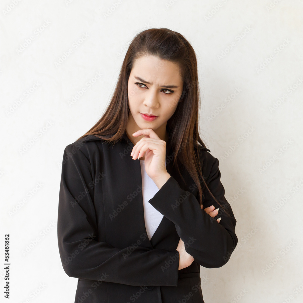 business woman thinking with stress or negative feeling business woman thinking with stress or negative feeling