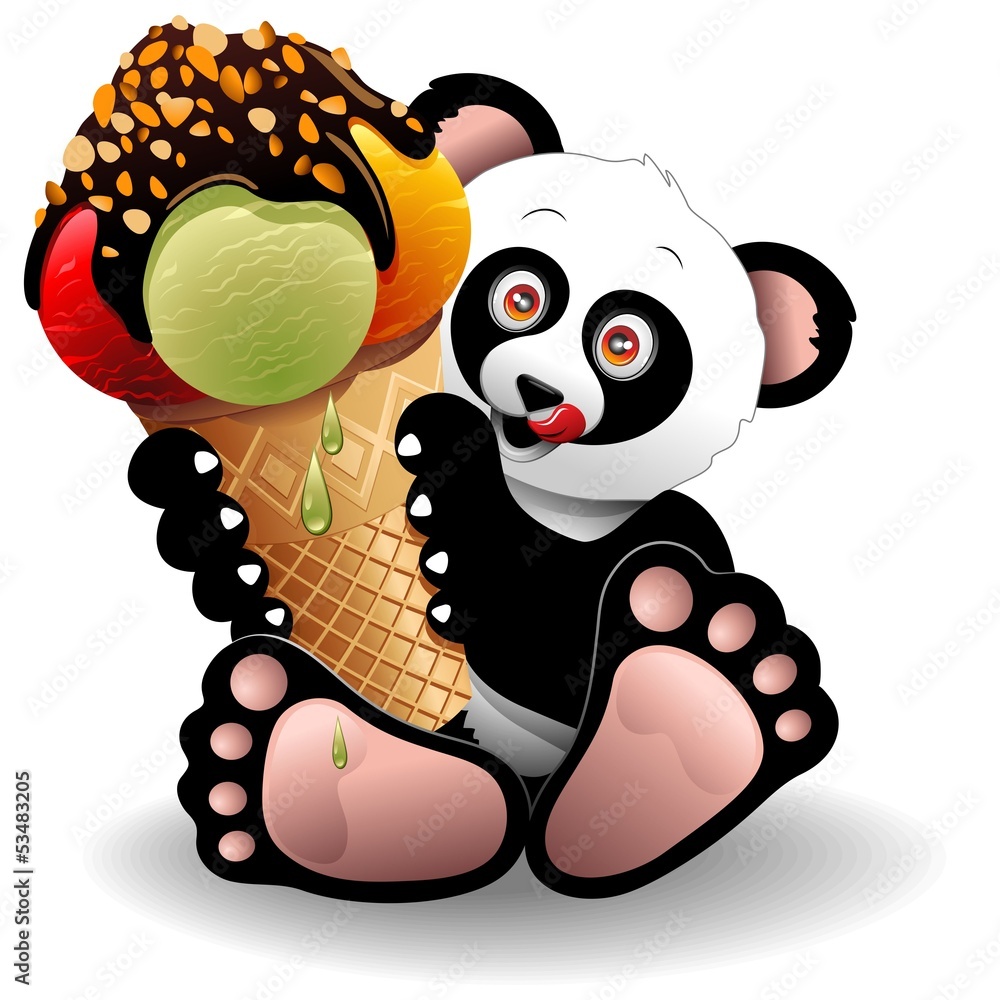 Pandas Eating Ice Cream