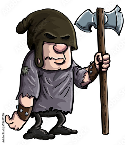 Cartoon executioner with a big axe