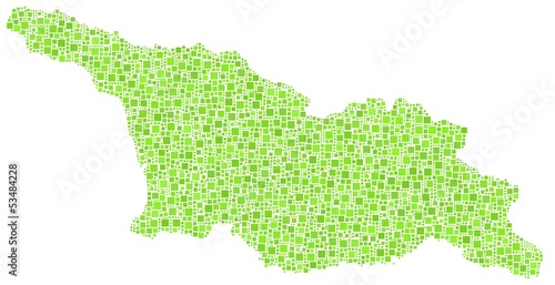 Map of Georgia - Eurasia - in a mosaic of green squares