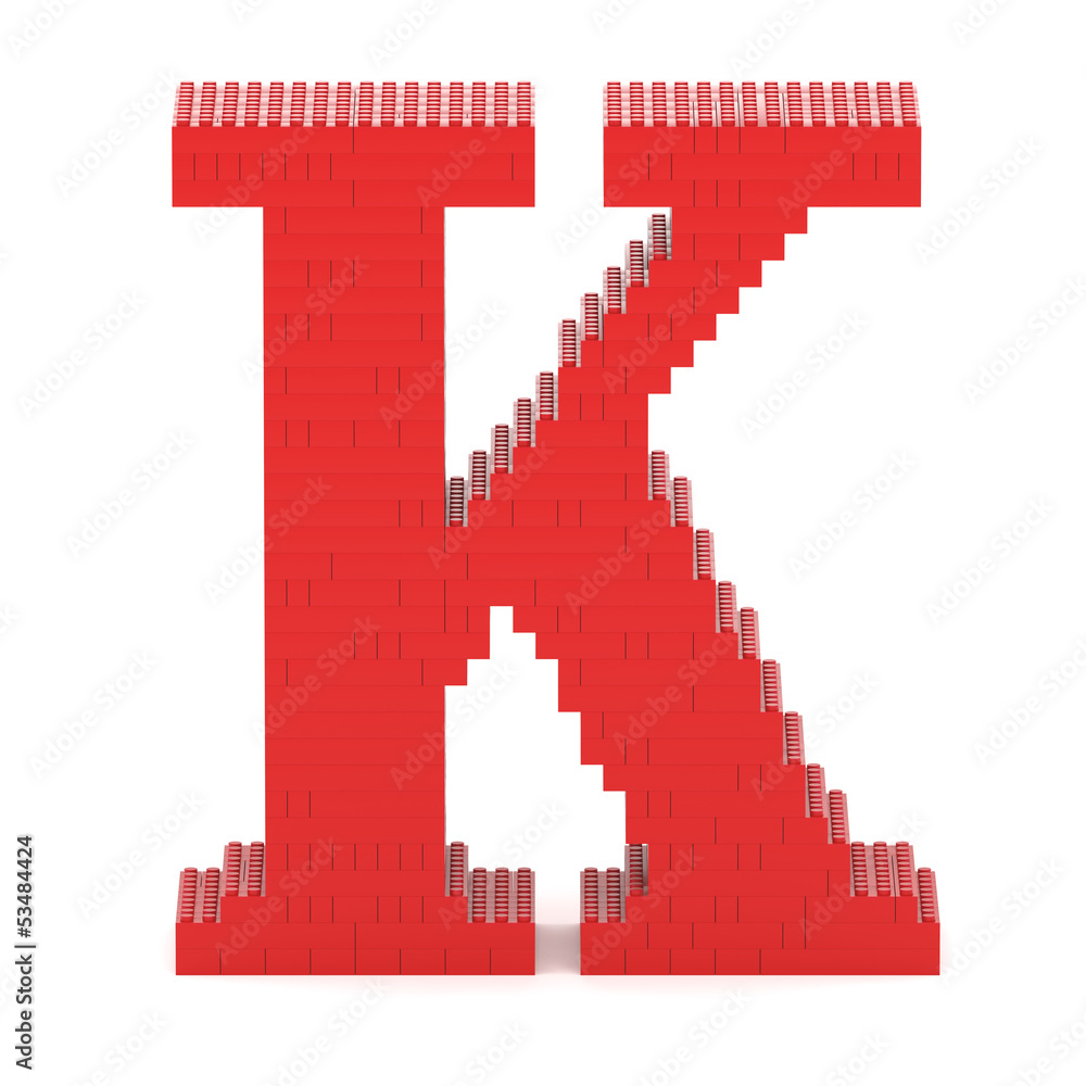 Letter K built from toy bricks