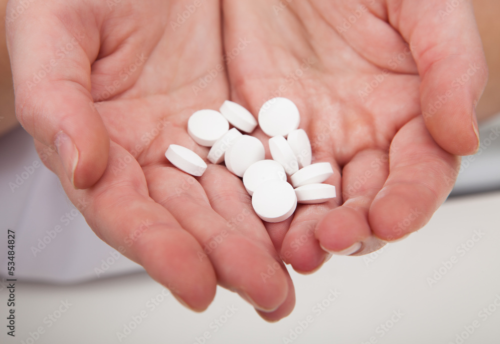 Hand Holding Pills In Hand Hand Holding Pills In Hand