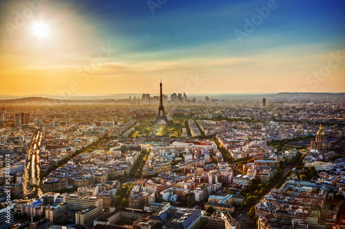 Paris, France at sunset. Aerial view on Eiffel tower, landmarks © Photocreo Bednarek