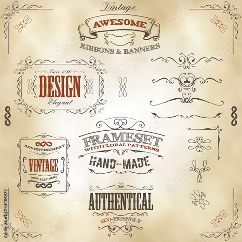 Hand Drawn Vintage Banners And Ribbons