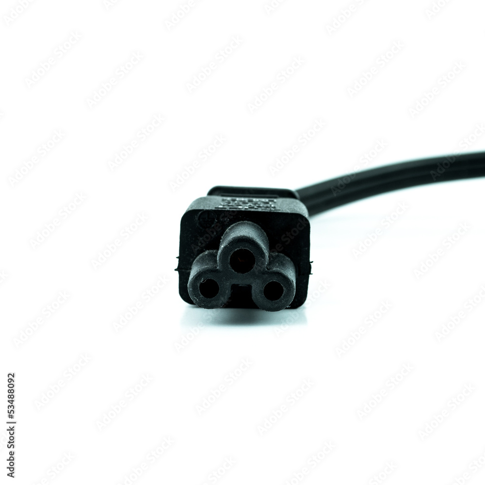 Black electric cable isolated on white Black electric cable isolated on white