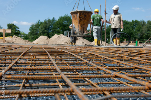 Beton Bauen Baustelle Eisenbieger Bodenplatte