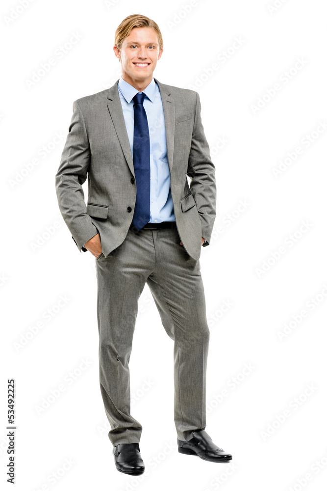 Happy businessman standing full length isolated on white Happy businessman standing full length isolated on white