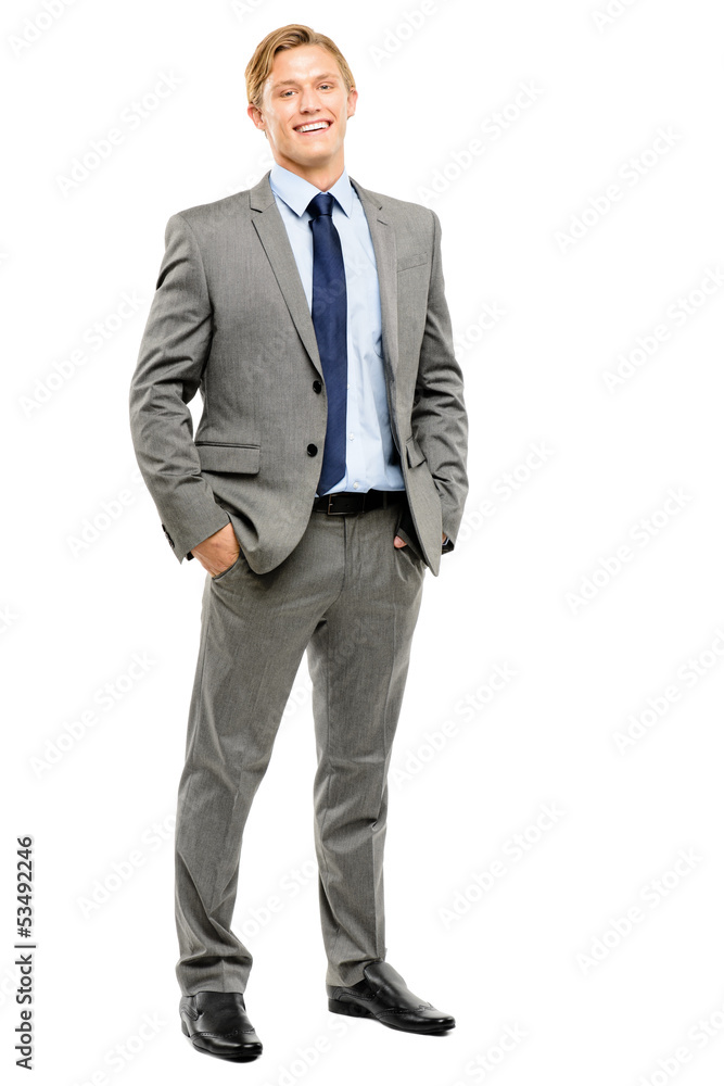 Happy businessman standing full length isolated on white Happy businessman standing full length isolated on white