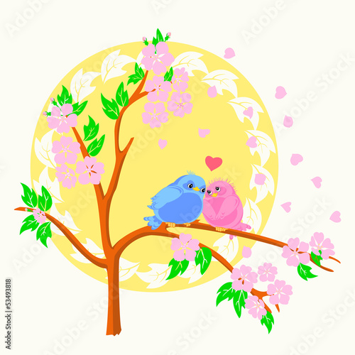 2 birds sitting on the branch.cdr