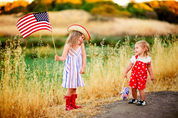 Smiling child celebrating 4th july - Independence Day