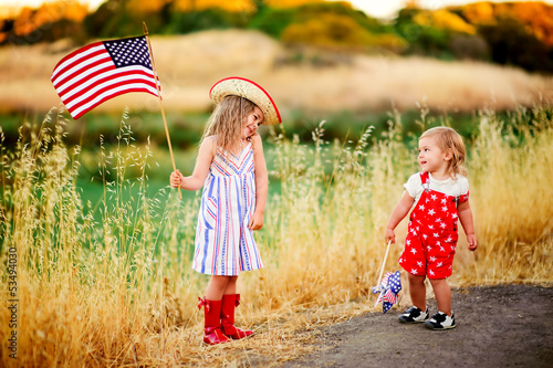 Smiling child celebrating 4th july - Independence Day